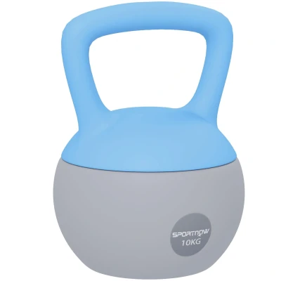 Image of SPORTNOW Soft Kettlebell, 10kg Kettle Bell with Non Slip Handle for Home Gym Weight Lifting and Strength Training, Light Blue Grey