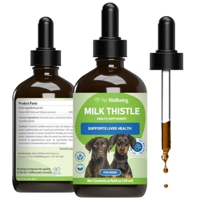 Image of Pet Wellbeing Milk Thistle for Dogs &amp; Cats Supports Liver Health, Protects Glycerin Based Natural Herbal Supplement 4 oz (118 ml)