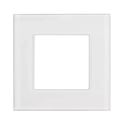 Image of Maclean MCE730W Glass frame panel 86x86mm for wall outlet modular flush mount (glass outlet, white)