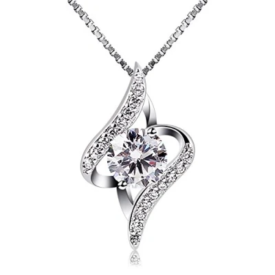 Image of B.Catcher Women Necklace 925 Sterling Silver Cubic Zirconia Pendant, 18&quot;