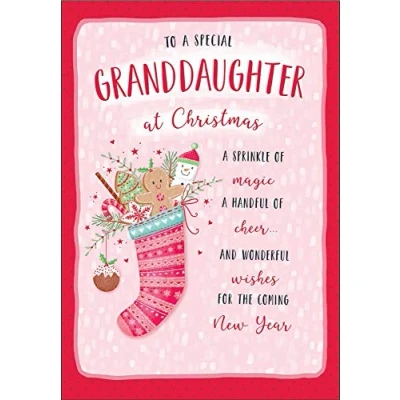 Image of Piccadilly Greetings Modern Christmas Card Granddaughter 9 x 6 inches