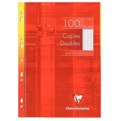 Image of Clairefontaine Ref 4791C Multi Punched Double Sheet (Pack of 200 Sheets) A4 Sized, Séyès Rulings, 90gsm White Brushed Vellum Paper, Resealable Pack