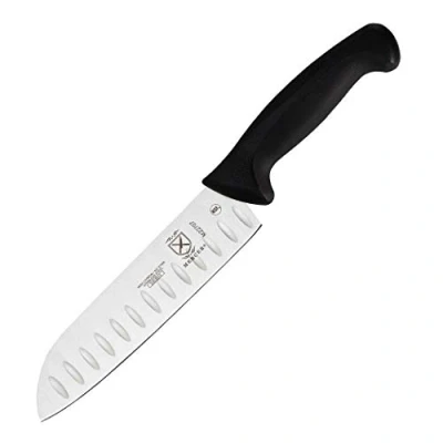 Image of Mercer Culinary Millennia Black Handle 7&quot; Santoku Knife (Granton Edge)