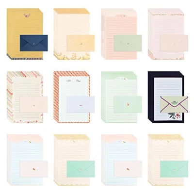 Image of 72 PCS Writing Stationery Paper with 36 Envelops, Cute Stationary Floral Animal and Envelopes Lined Letter Set for Invitation Gifts