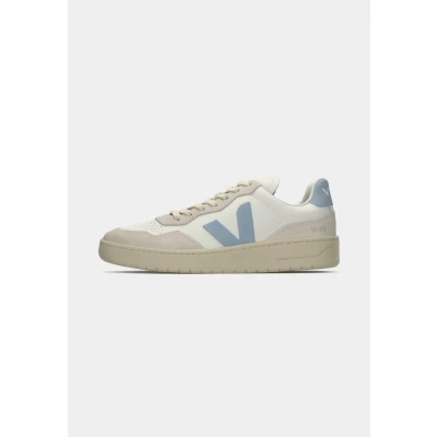 Image of Veja V90 Trainers extrawhite/cyprus, Men&#039;s, Size: 12, Extra white/cyprus Leather