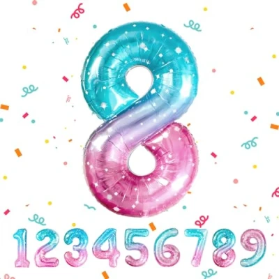 Image of Number 8 Balloons 8,Rainbow Balloon 40 Inch Giant Helium Foil for Boys Girls Party Decor Birthday Anniversary Graduation Decorations Supplies