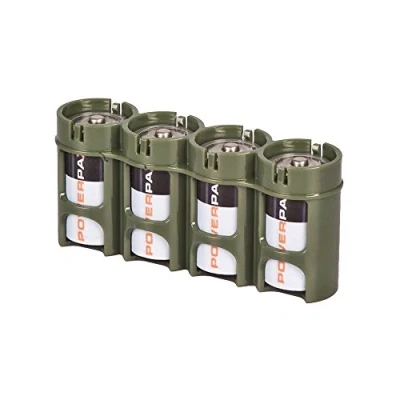 Image of Storacell Powerpax C Battery Caddy, Military Green, 4 Pack