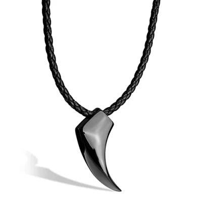 Image of SERASAR Leather Necklace Men with Pendant 60cm Black Sautoir Jewelry Box for Genuine Gift Necklet Choker