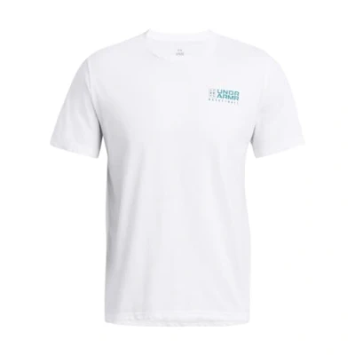 Image of Under Armour Mens UA Bball Logo Court SS, Graphic Tee with Basketball Logo, Men&#039;s T Shirt, Comfortable Shirt for Men White