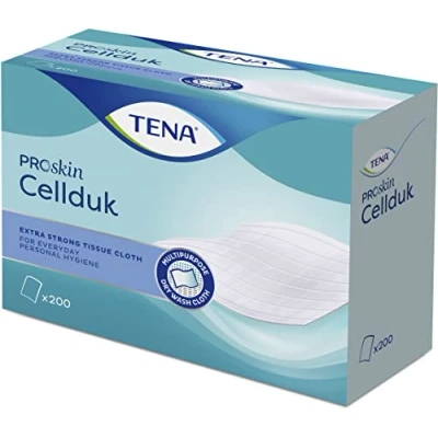Image of TENA 744000 Cellduk Cellulose Wipe, 25 cm x 27 Size (Pack of 200)