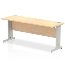 Image of Impulse 1800 x 600mm Straight Office Desk Maple Top Silver Cable Managed Leg