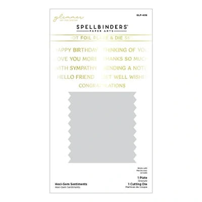 Image of Spellbinders Sentiments Glimmer Hot Foil Plate &amp; Die Set from The Hexi Gems Collection, Metal, ONE