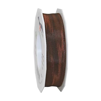 Image of Präsent Lyon Wired Taffeta Ribbon Espresso 25 mm Width, m Length