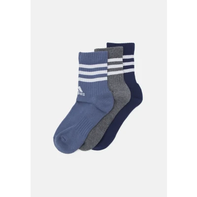 Image of adidas Performance 3 Stripes Cushioned Unisex PACK Sports socks, Size: 4.5 5.5, Legend ink/preloved ink/dark grey heather