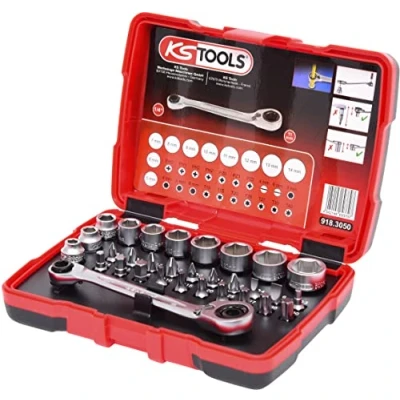 Image of KS Tools 1/4&#039;&#039; + 11 mm Go Through Socket and Bit Set 31 Parts