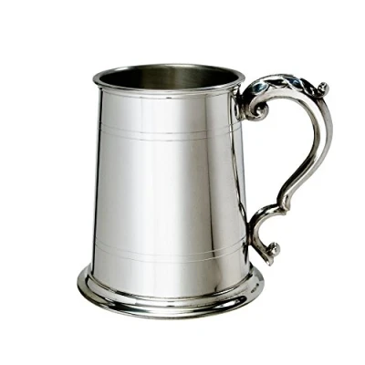 Image of Wentworth Pewter Standard Lined Fancy Handle 1 Pint Tankard