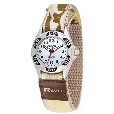 Image of Ravel Children&#039;s Camouflage Army Watch with Easy Fasten Action Strap Desert Brown
