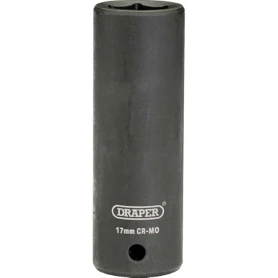 Image of Draper Expert HI TORQ 1/2&quot; 17mm Deep Impact Socket 6 Point Hex Chrome Vanadium Steel Wrench Accessory 12743