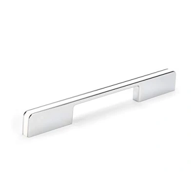 Image of 160mm Gloss White &amp; Polished Chrome D Handle for Kitchen Cabinets Bedroom Bathroom Furniture