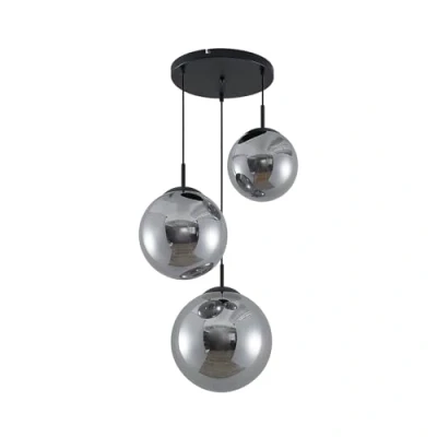 Image of Ceiling Light &#039;Teeja&#039; dimmable (Vintage, Antique) in Silver Made of Glass for e.g. Living Room &amp; Dining (3 Sources, E27) from Lindby Pendant Lighting, lamp, Hanging