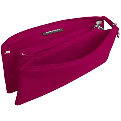 Image of Clairefontaine Ref 8489C Polyester Flat 3 Compartment Pencil Case 22 x 2 10cm in Size Suitable for Storing &amp; Transporting Pencils, Pens Accessories Raspberry