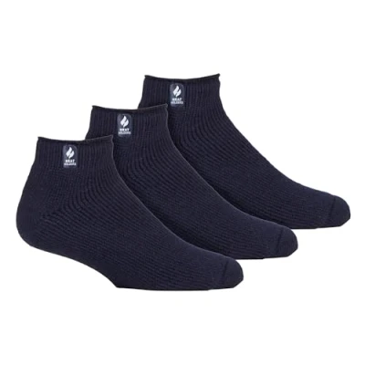 Image of HEAT HOLDERS 3 Pairs Mens Thermal Trainer Socks Multipack Warm Ankle (6 11, Navy)
