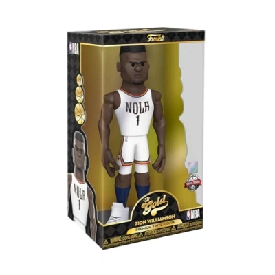 Image of Funko Gold 12&quot; NBA: Pelicans Zion Williamson (Home Uni) 1/6 Odds for Rare Chase Variant Collectable Vinyl Action Figure Birthday Gift Idea Official Merchandise Your Collection