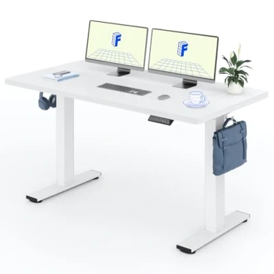 Image of FLEXISPOT Home Office, Metal, White Frame+White Top, 14080cm