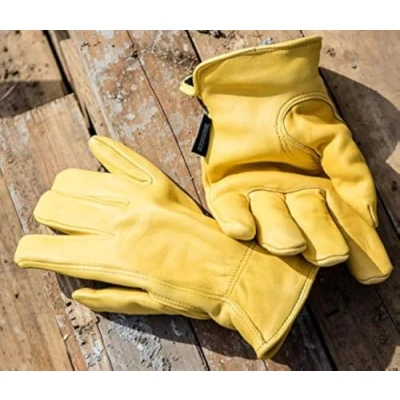 Image of OLSON DEEPAK Cowhide Leather Work Gloves for Men and Women,Gardening Gloves,Driving (1, Large) …