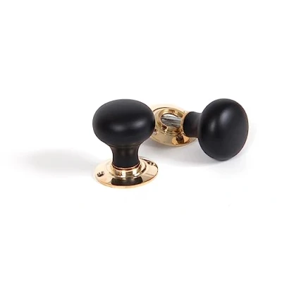 Image of From the Anvil Ebony and PB Bun Mortice/Rim Knob Set