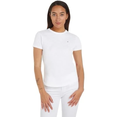 Image of Tommy Hilfiger 1985 SLIM Basic Tshirt, Women&#039;s, Size: Large, Optic white