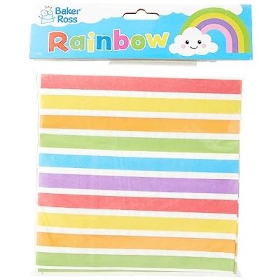 Image of Baker Ross FC996 Rainbow Party Napkins Pack of 20 Napkins, Kids Paper Disposable Birthday Tableware,
