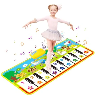 Image of m zimoon Piano Mat, Kids Large Music Mat Children’s Touch Play Musical Carpet Floor Dance Gifts Toys for 2 3 4 5 6 7 8 Years Old Boys Girls Toddlers(135 x 58 cm)