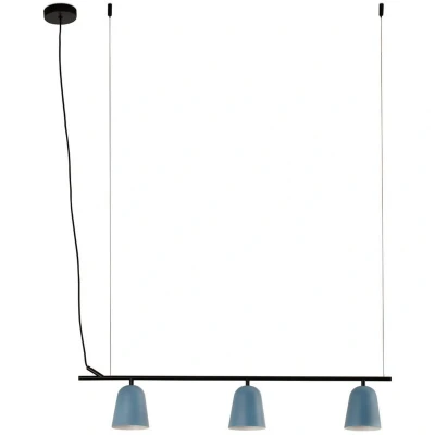 Image of Studio 3 Light Bar Pendant Ceiling Matt Black, Blue