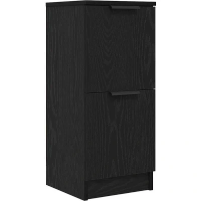 Image of vidaXL Black Oak Sideboard Engineered Wood, 70 x 30 cm, For Dining &amp; Living Room Storage Modern Stylish Design