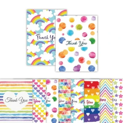 Image of Papa Prints Pack of 24 Thank You Card Kids Greeting Cards 105 x 149 mm Rainbow Wedding Multipack with Envelopes for Anniversaries