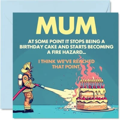 Image of Rude Mum Birthday Card Fire Hazard Funny Happy for from Son Daughter, 145mm Joke Humour Bday Greeting Cards