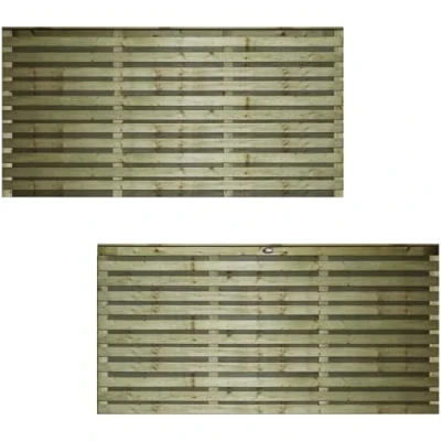 Image of 6ft x 3ft (183cm 90cm) Premier ROMA Double Venetian Style Slatted Garden Capped Flat Top Panels [Width: 1830mm Height: 900mm] Modern Design Fence Topper Wall Plant Climbing Trellis