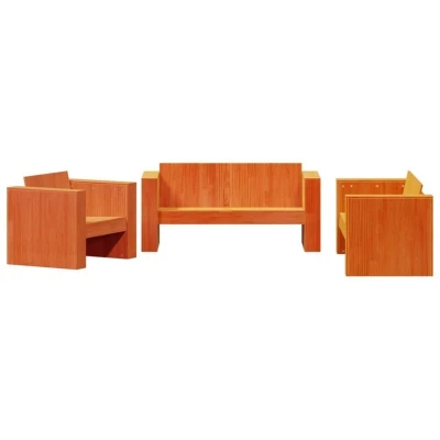 Image of vidaXL 2 Piece Garden Lounge Set Wax Brown Solid Wood Pine