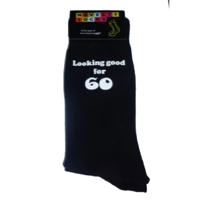 Image of Looking Good for 60 Black Mens Socks 60th Birthday Present
