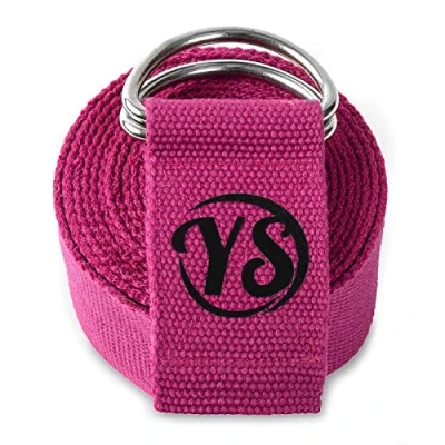 Image of Yoga Studio Strap, 2.5m (8.2ft) Extra Long Durable Organic Cotton Adjustable Stretching D Ring Belt, Exercise, Pilates, Dance, Workout, Gym, Physical Therapy (Violet Magenta)