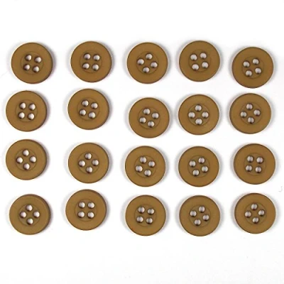 Image of Colour 4 Hole Round Shirt Buttons 11mm Wide Pack of 20 (Light Brown)