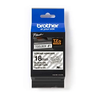 Image of Brother TZe S141 Extra strength adhesive black on clear Roll (1.8 cm x 8 m) 1 cassette(s) laminated tape for PT D600, P Touch D400, D450, D800, E550, P750, P900, P950, EDGE P750