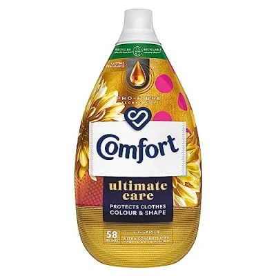 Image of Comfort Ultimate Care Luxurious Ultra Concentrated Fabric Conditioner bottle made of 100% recycled plastic* for complete clothes protection 58 Wash 870 ml