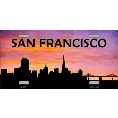 Image of San Francisco Silhouette Novelty License Plate Sign 6x12 inches