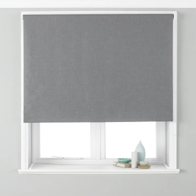 Image of Riva Home Eclipse Blackout Roller Blind, Polyester, Silver, 122 x 162cm