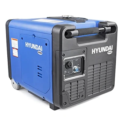 Image of Hyundai 4000W / 4.0kW Portable Petrol Inverter Generator, Remote Keyfob &amp; Electric Start, Wheel Kit Closed Case Design, 3 Year Warranty