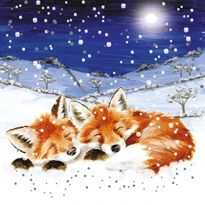 Image of Wrendale Designs by Hannah Dale Foxes In The Snow Luxury Christmas Card Set Pack of 8