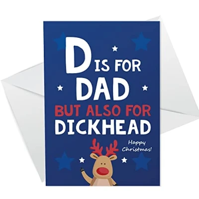 Image of Funny Christmas Card For Dad Rude Offensive Xmas Him From Daughter Son