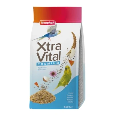 Image of Beaphar XtraVital Parakeet Bird Food Complete with Apple, Papaya, Echinacea, &amp; Egg Rich in Vitamins Minerals for Optimum Health 500g
